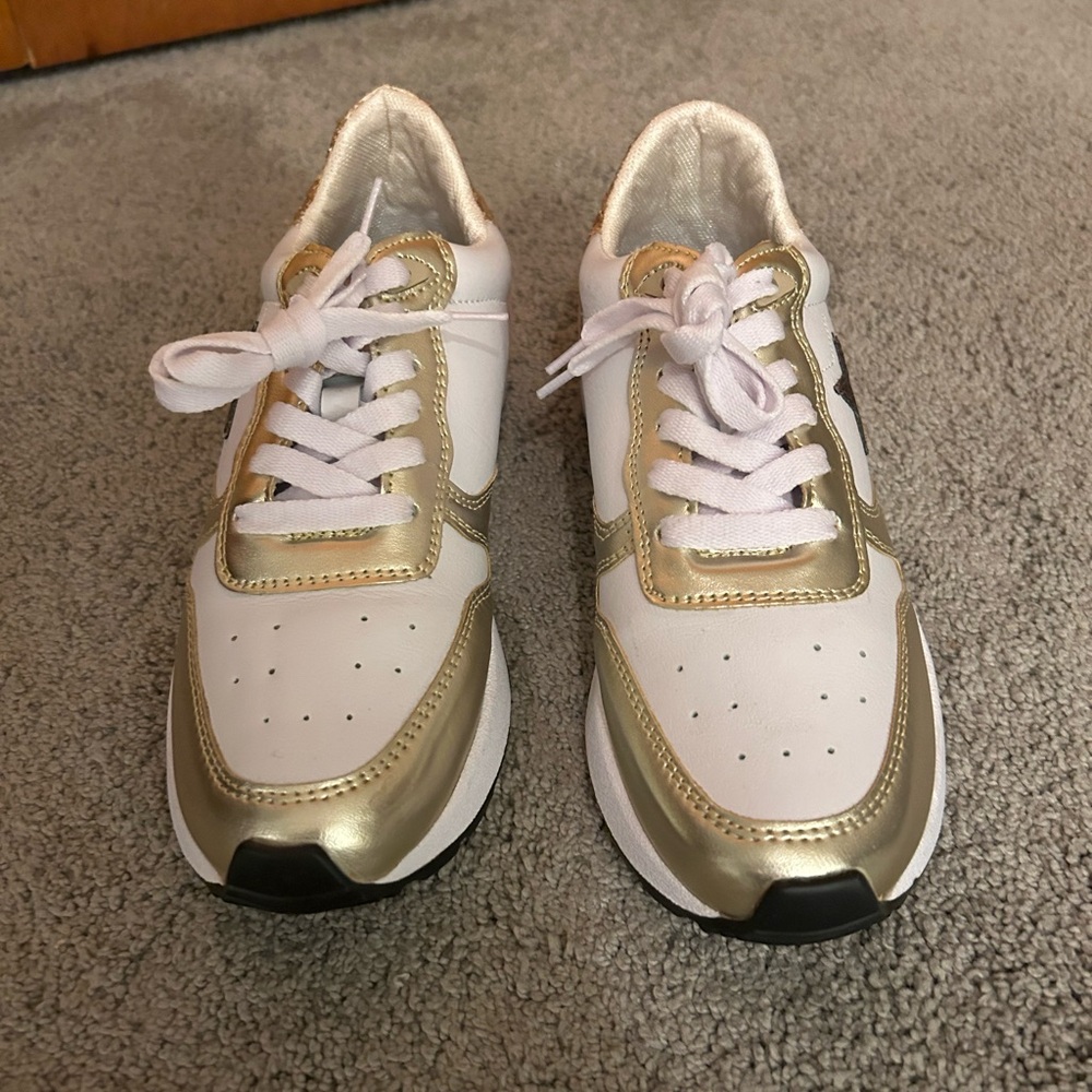 *New* Pink Lily Jennifer Rose Gold and White Sparkle Star Sneakers - Picture 4 of 9